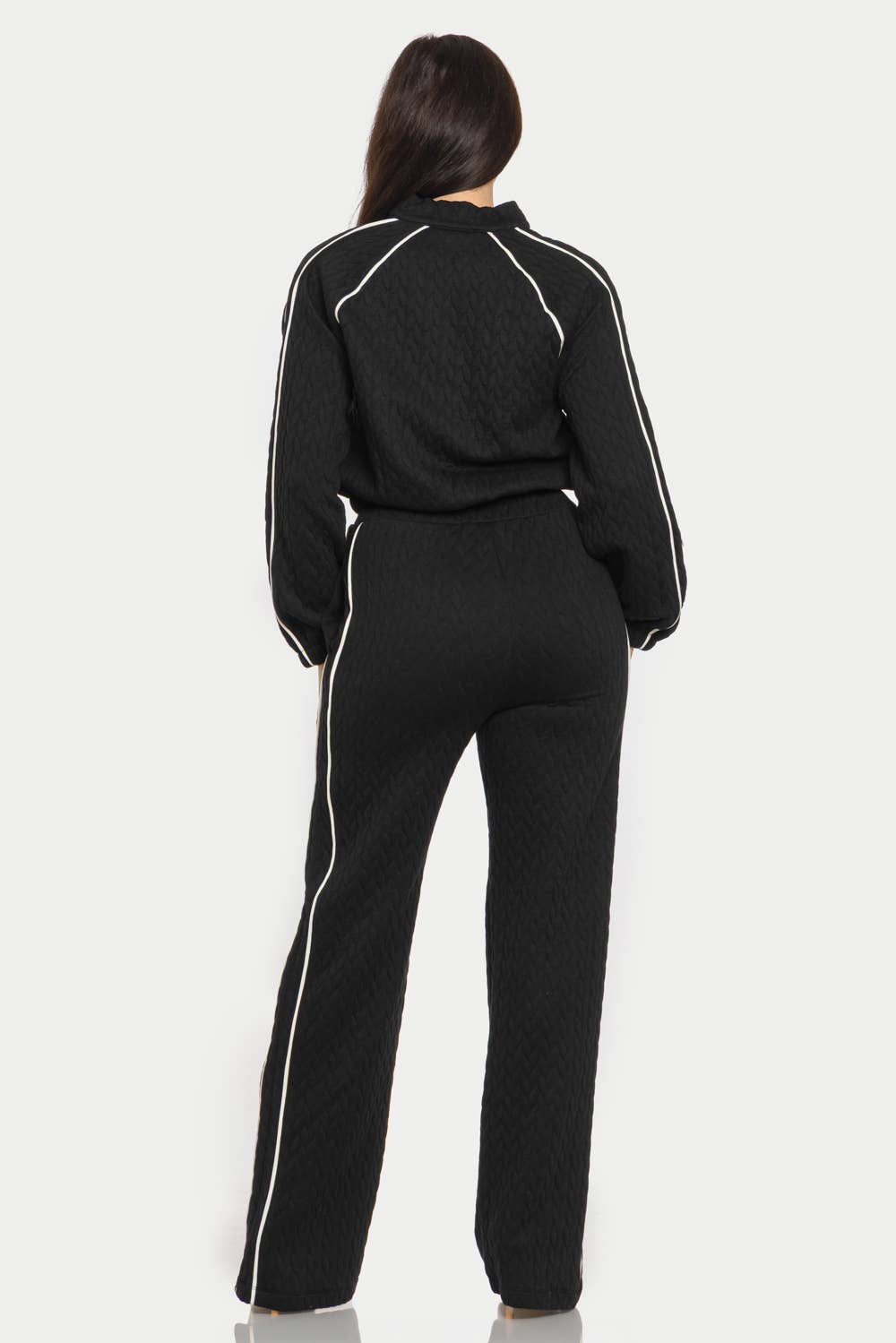 Julia by LoveJ - Wholesale Top & Pant Set (NOT Loungewear) - Women's - Pipping Stripes Front Zip Up Jacket And Pants Set 8