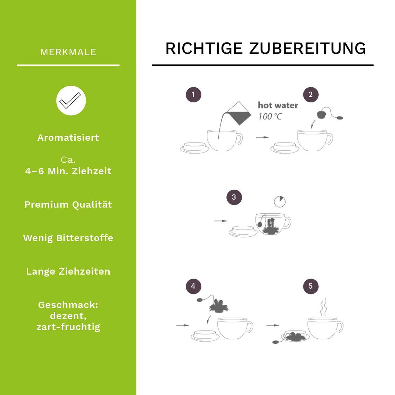 Creano – wholesale Loose tea – Creano “ErblühTeelini” 8 tea flowers in 4 varieties (green tea)4