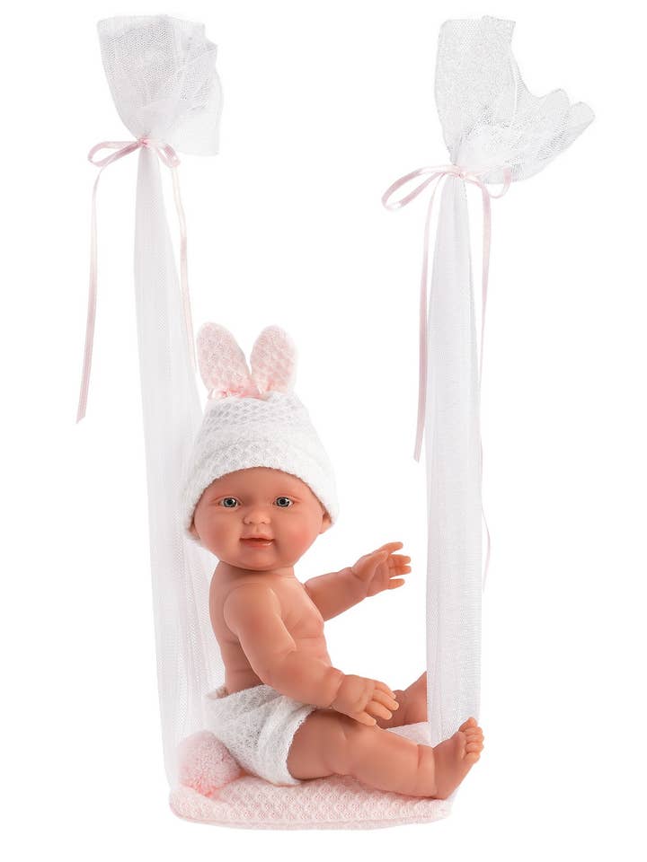 10.2" Anatomically-Correct Doll Sadie with Tulle Baby Swing for wholesale by Llorens