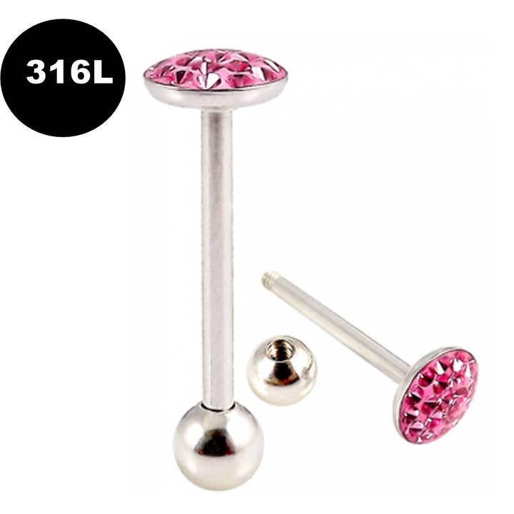Bodytrend – wholesale Tongue ring – Flat Tongue Barbell & Epoxy Coated Multiple CZ Crystal-316L3