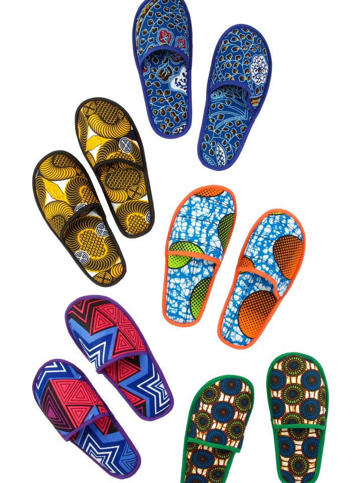 African Modern - Wholesale Slippers - Unisex - Large Assorted Ankara Cloth House Slippers from Ghana4