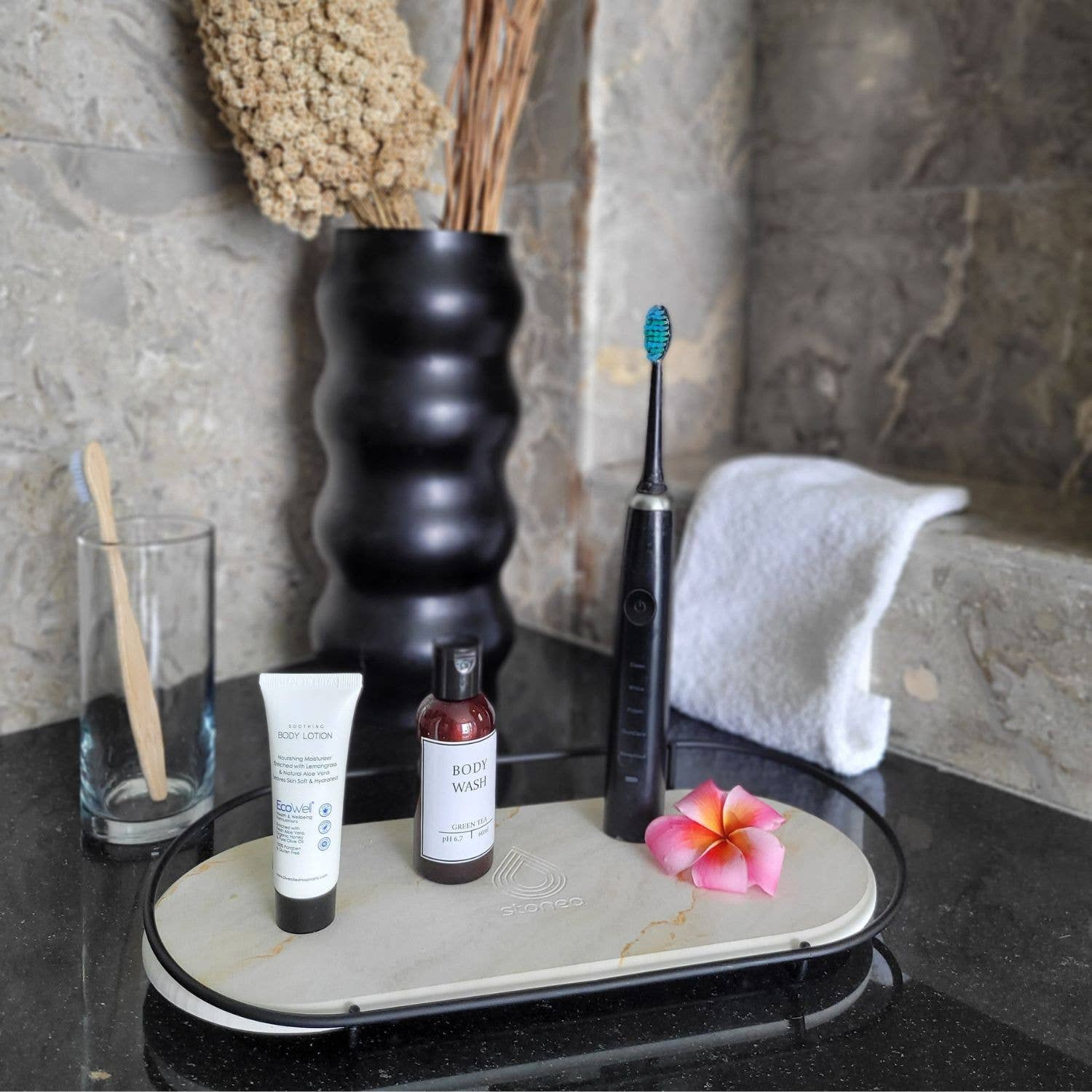 moonstone - Vente Boîte de rangement pour maquillage - Plateau de maquillage Makea en diatomite noire et topaz7