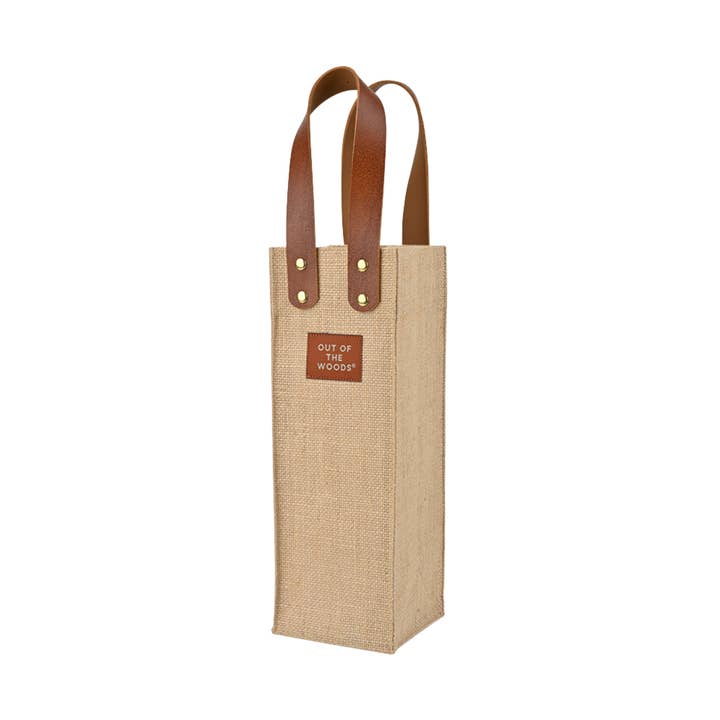 Jute Wine Tote, Single Bottle Wine Holder for wholesale by Out of the Woods® by KeepCool Bags