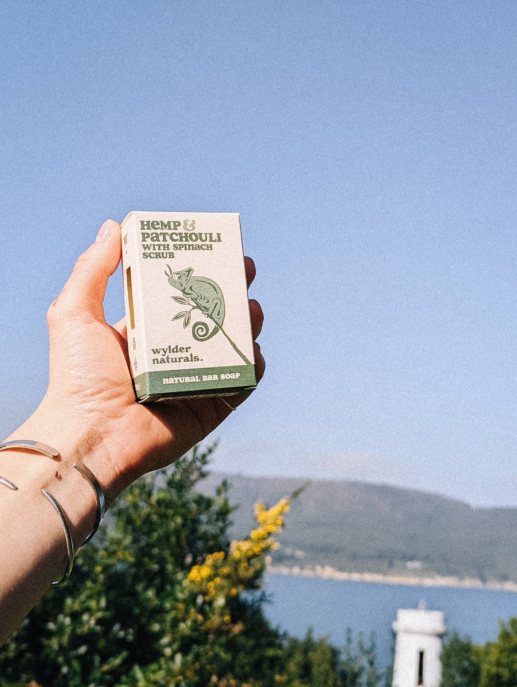 Wylder Naturals - Venta al por mayor Pastilla de jabón - Jabón natural en barra con cáñamo, pachulí y exfoliante de espinaca1