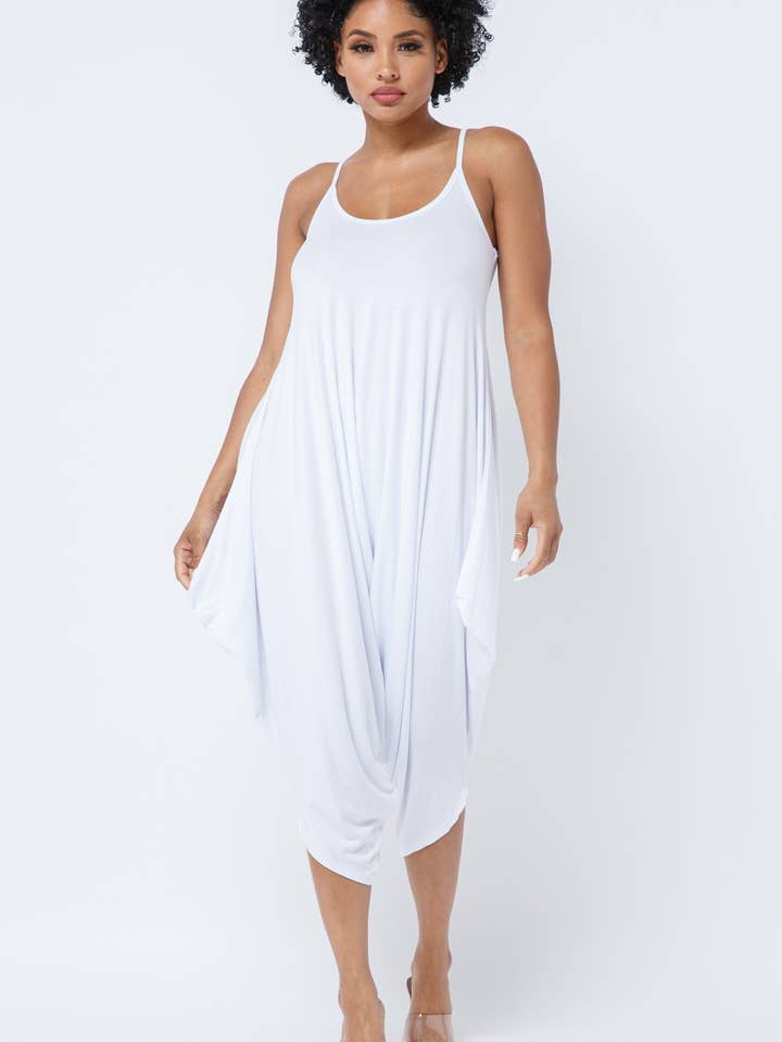 Combishort uni à bretelles spaghetti à jambes larges pour la vente par Boswell