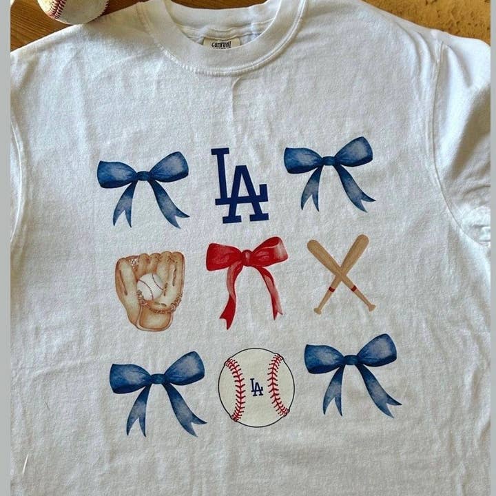 Los Angeles Dodgers MLB Baseball Coquette Bows Tshirt for wholesale by TheKingShirt