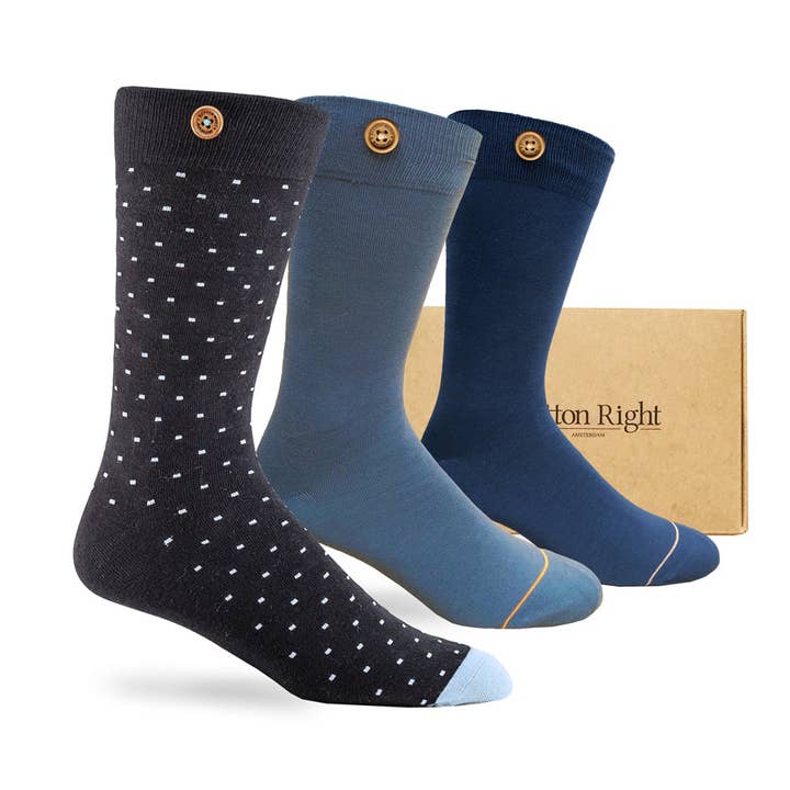 Blue mix (3 pairs) for wholesale by Button Right