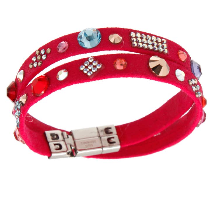 Leren armband „Pachwork! dubbel roze voor wholesale door Crocus