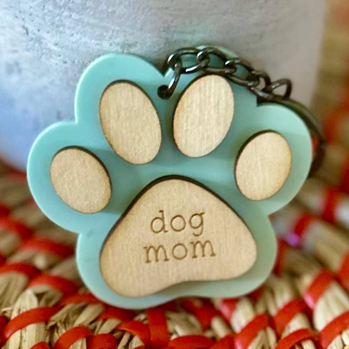 Dog Mom Wooden Keychain for wholesale by Grace and Glamour