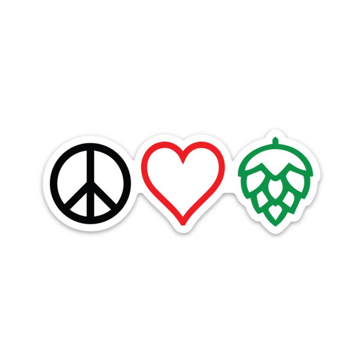 Peace Love and Hops Sticker for wholesale by The Northwest Store