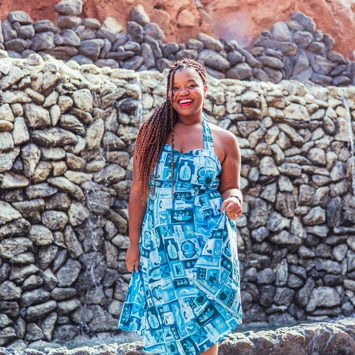 Park Candy - Wholesale Dress - Women's - Blue Hawaii Tiki Tiki Sweetheart Swing Dress0