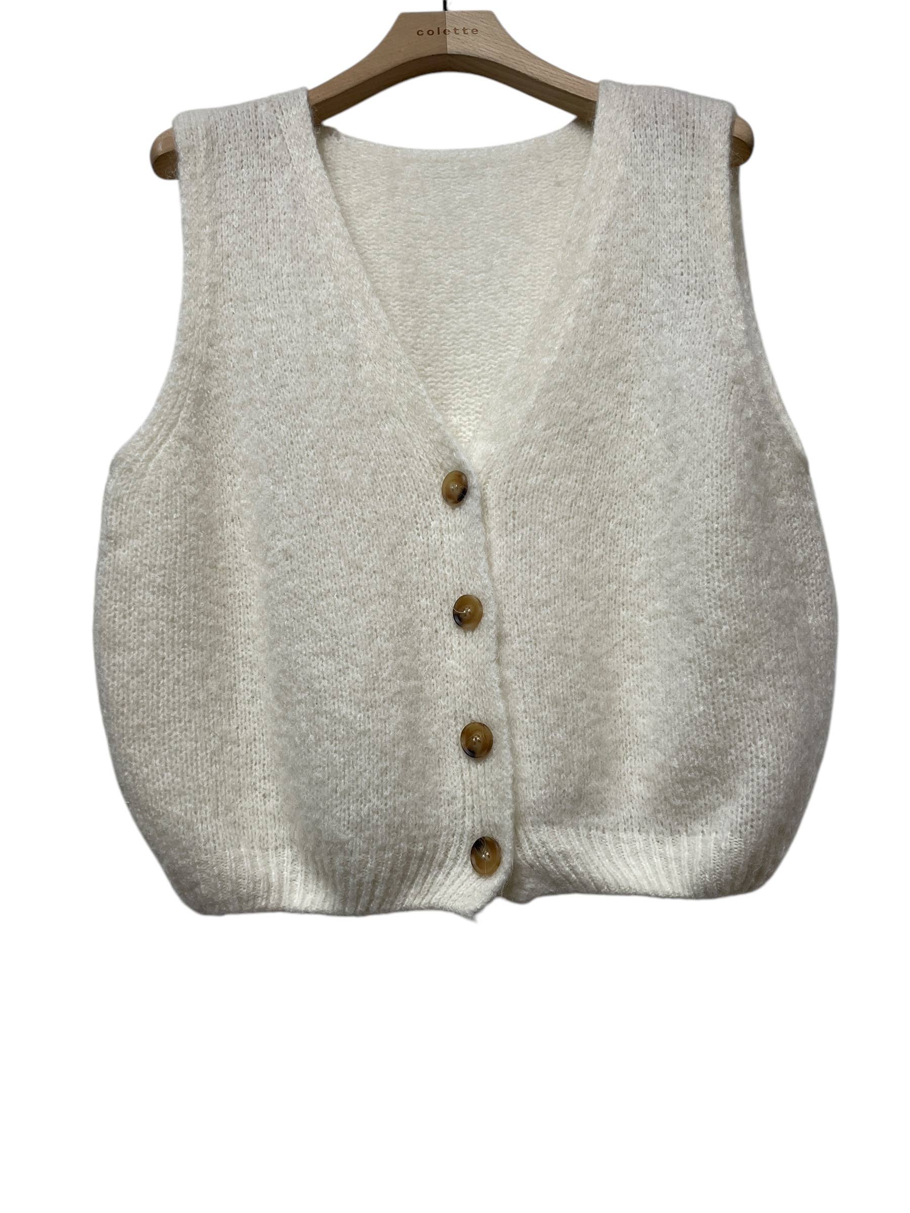 LINEN & COTTON HOUSE - Wholesale Sweater Vest - Women's - Sleeveless sweater with buttons 50710