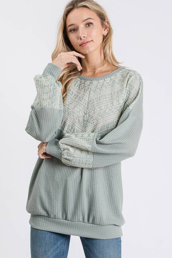 lovely melody - Venta al por mayor Sudadera - Mujer - Sudadera gofre bordado Celia LMT1406-Celia9