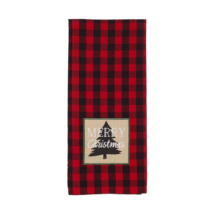 Tea Towels Pattern - Buffalo Red with Merry Christmas for wholesale by Accent Linen