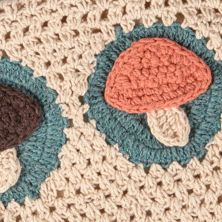 Primitives by Kathy - Wholesale Tote Bag - Unisex - Crochet Mushrooms Wristlet