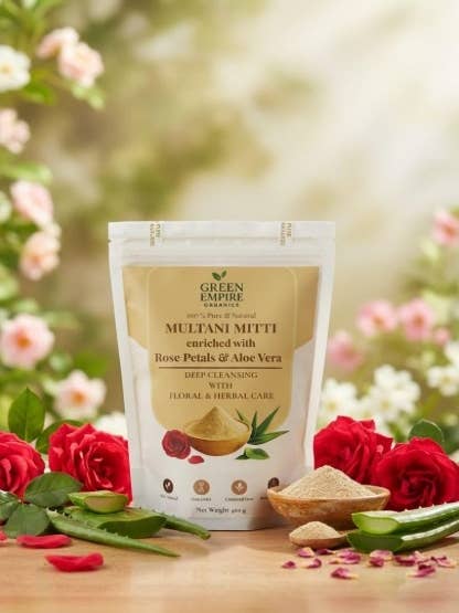 Multani Mitti Aloe Vera Poudre de Rose – Mélange Éclat Naturel pour la vente par Green Empire Organics