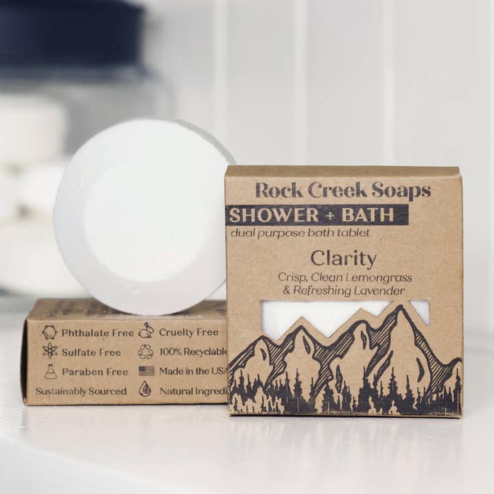 Rock Creek Soaps - Wholesale Shower Steamer/Bomb - Clarity Shower Steamer | Lavender & Lemongrass3