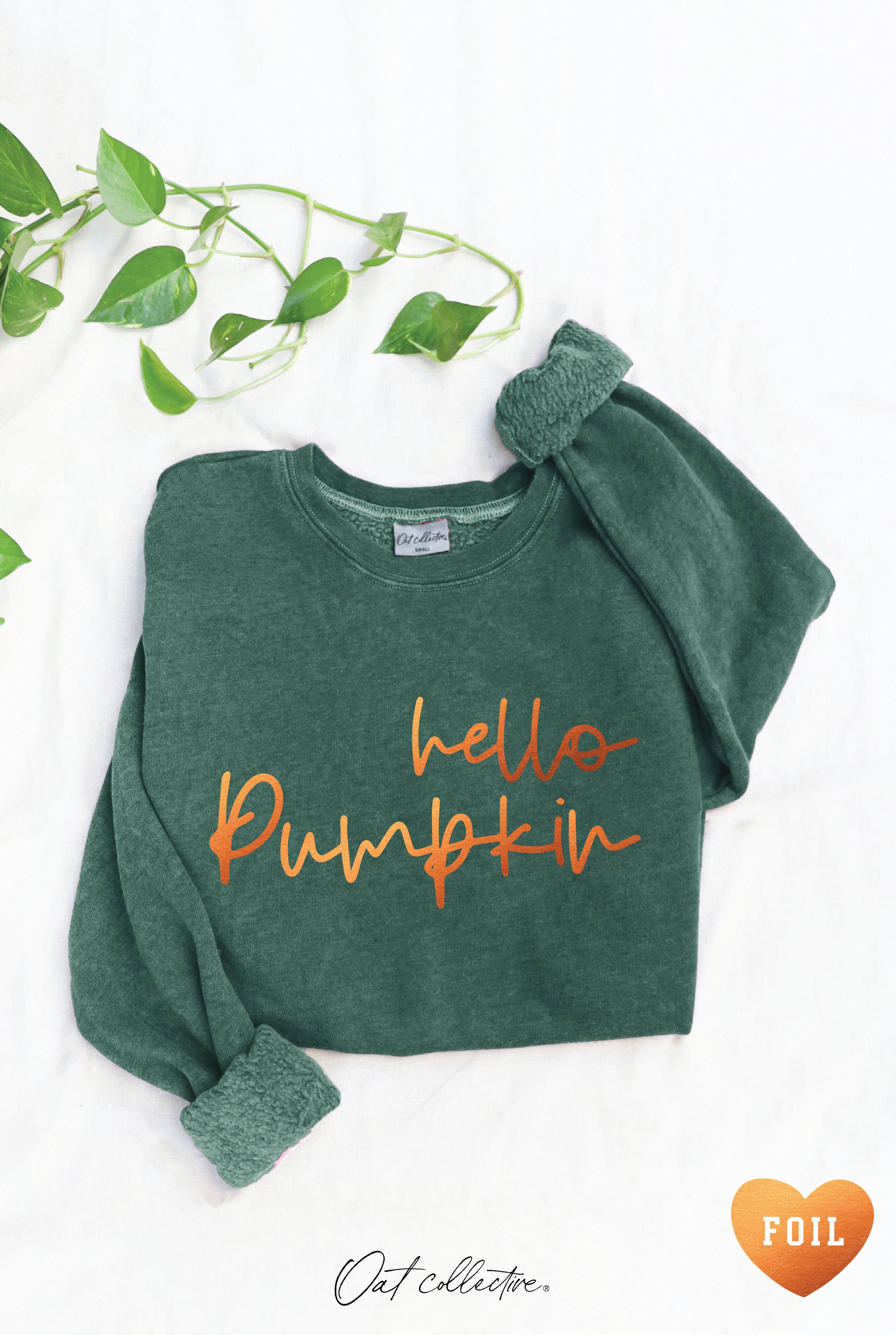 OAT COLLECTIVE - Wholesale Graphic Sweatshirt - Women's - HELLO PUMPKIN Foil Mineral Graphic Sweatshirt6