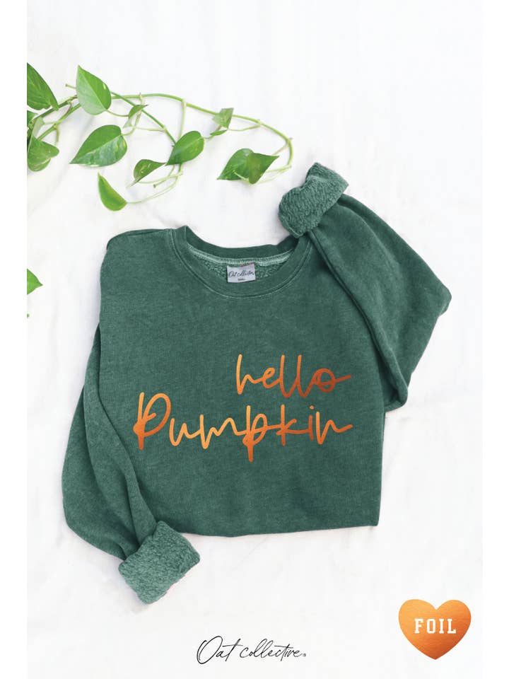 OAT COLLECTIVE - Wholesale Graphic Sweatshirt - Women's - HELLO PUMPKIN Foil Mineral Graphic Sweatshirt6