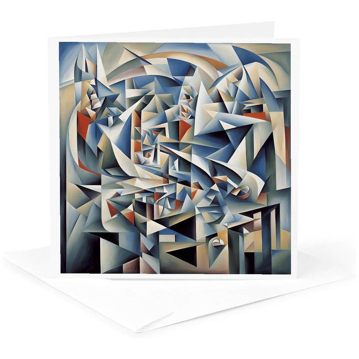 3dRose, Euclidean Abstract Cubism In Blue Tones 4, Greeting Card for wholesale by 3dRose