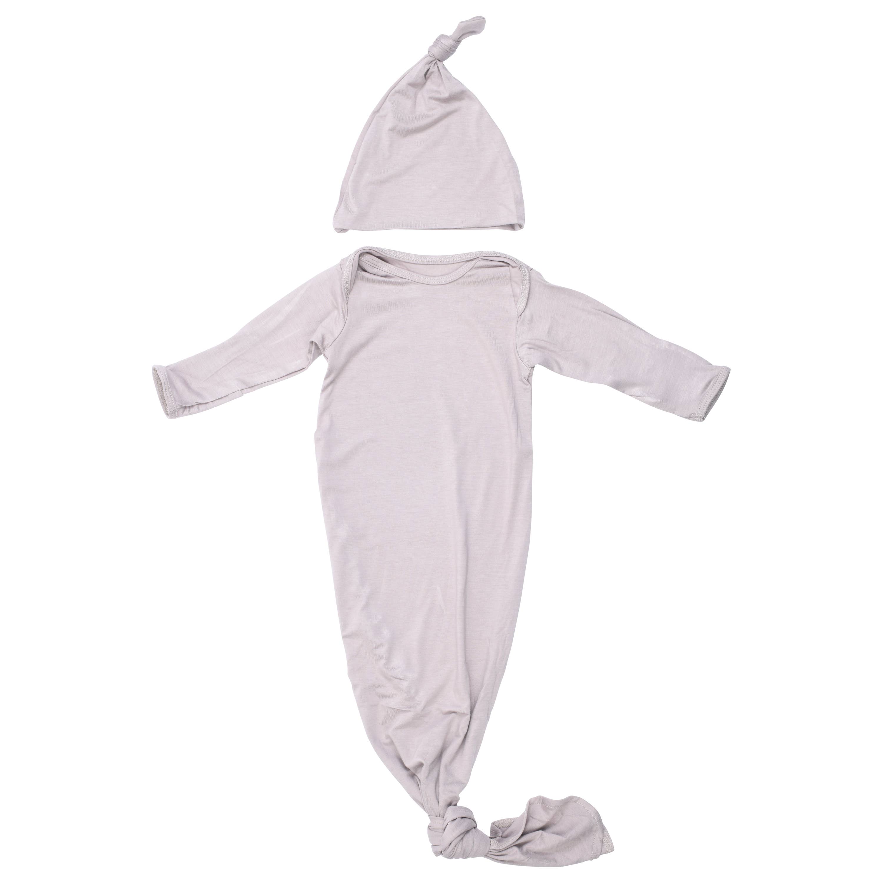 Three Little Tots - Wholesale Babygown - Baby - Harbor Mist Taupe Knotted Gown21