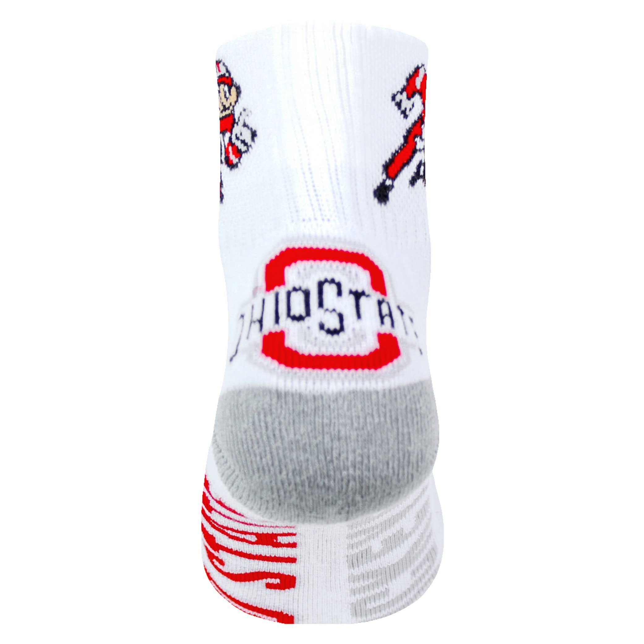 Donegal Bay - Wholesale Socks - Unisex - Ohio State Buckeyes White Quarter Socks - Brutus2