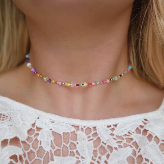 Choker de Contas com Sementes Mistas de Bagel Completo por atacado de bohemians closet