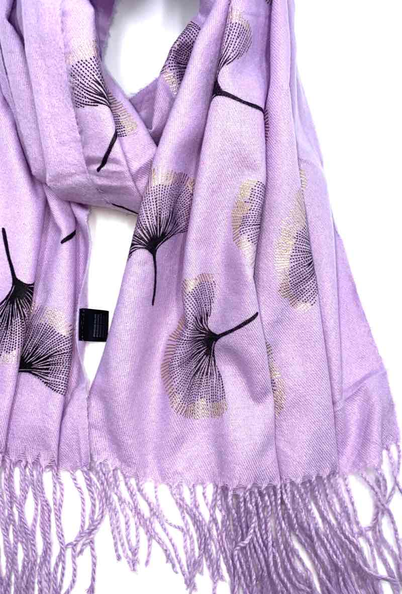 LINETA - Wholesale Scarf - Women's - Gingko Leaf Pattern Soft Scarf17