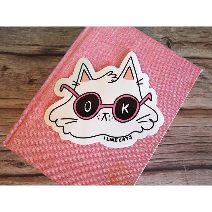 Autocollant en vinyle de chat moelleux avec lunettes, autocollant de chat, décalcomanie de chat, autocollant en vinyle, scrapbooking pour la vente par I LIKE CATS
