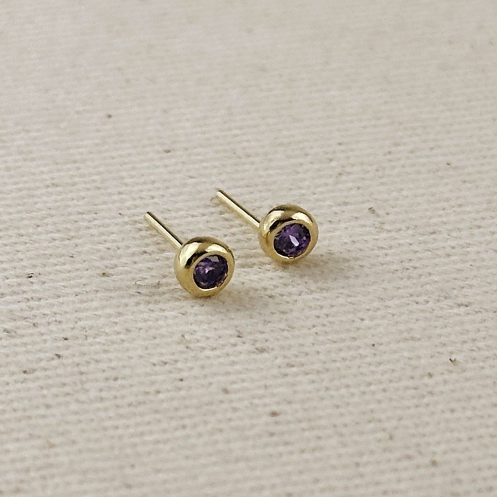 GoldFi - Wholesale Stud/Post Earrings - 18K Gold Filled Dainty Bezel CZ Birthstone Stud Earrings1