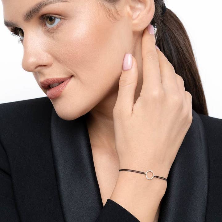 Pulsera circular de la suerte con diamantes para venta al por mayor de Leaf Jewelry