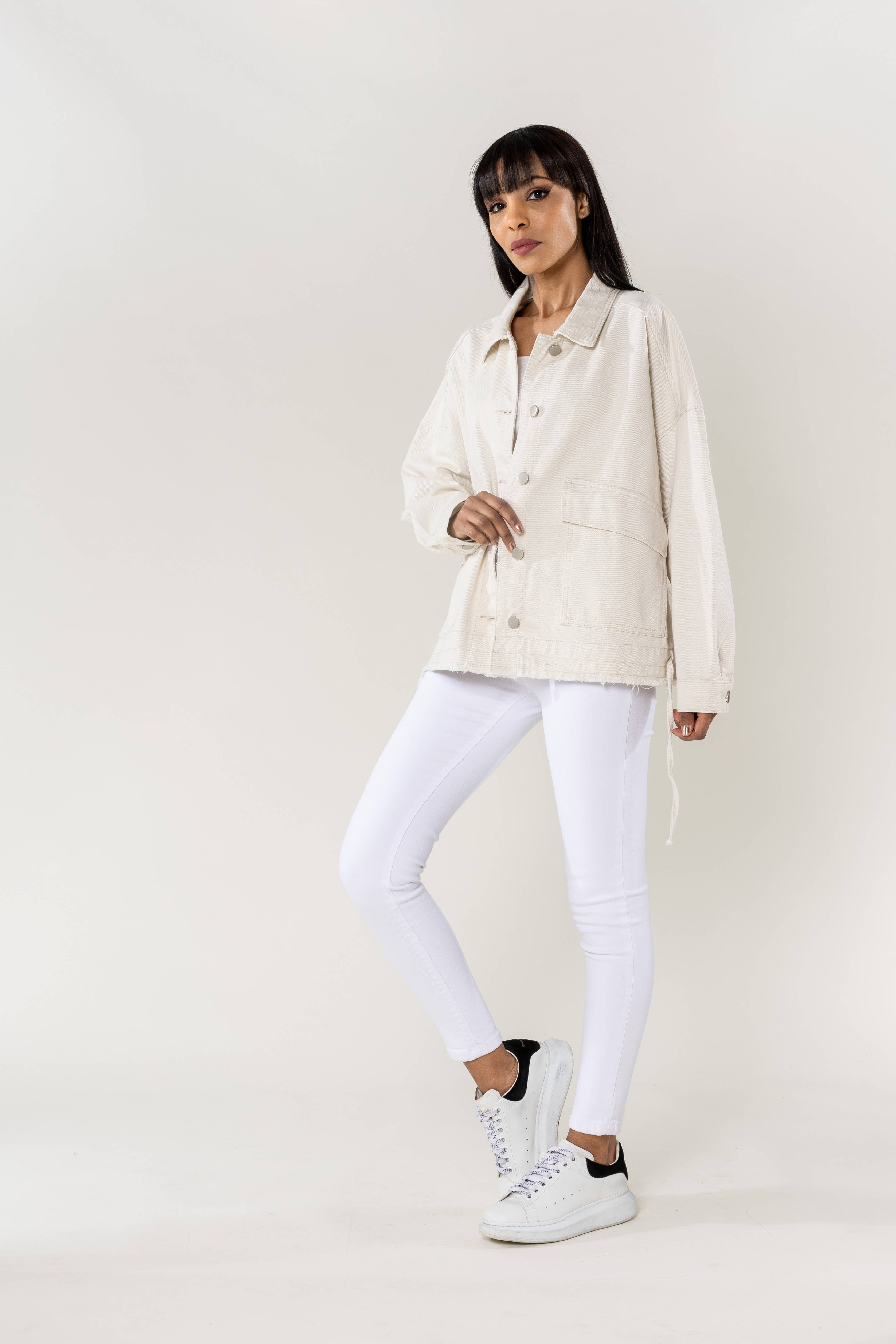 Nina Carter – Casaco de ganga - Mulher por atacado – Casaco de ganga oversized Nina Carter bolsos grandes S56230