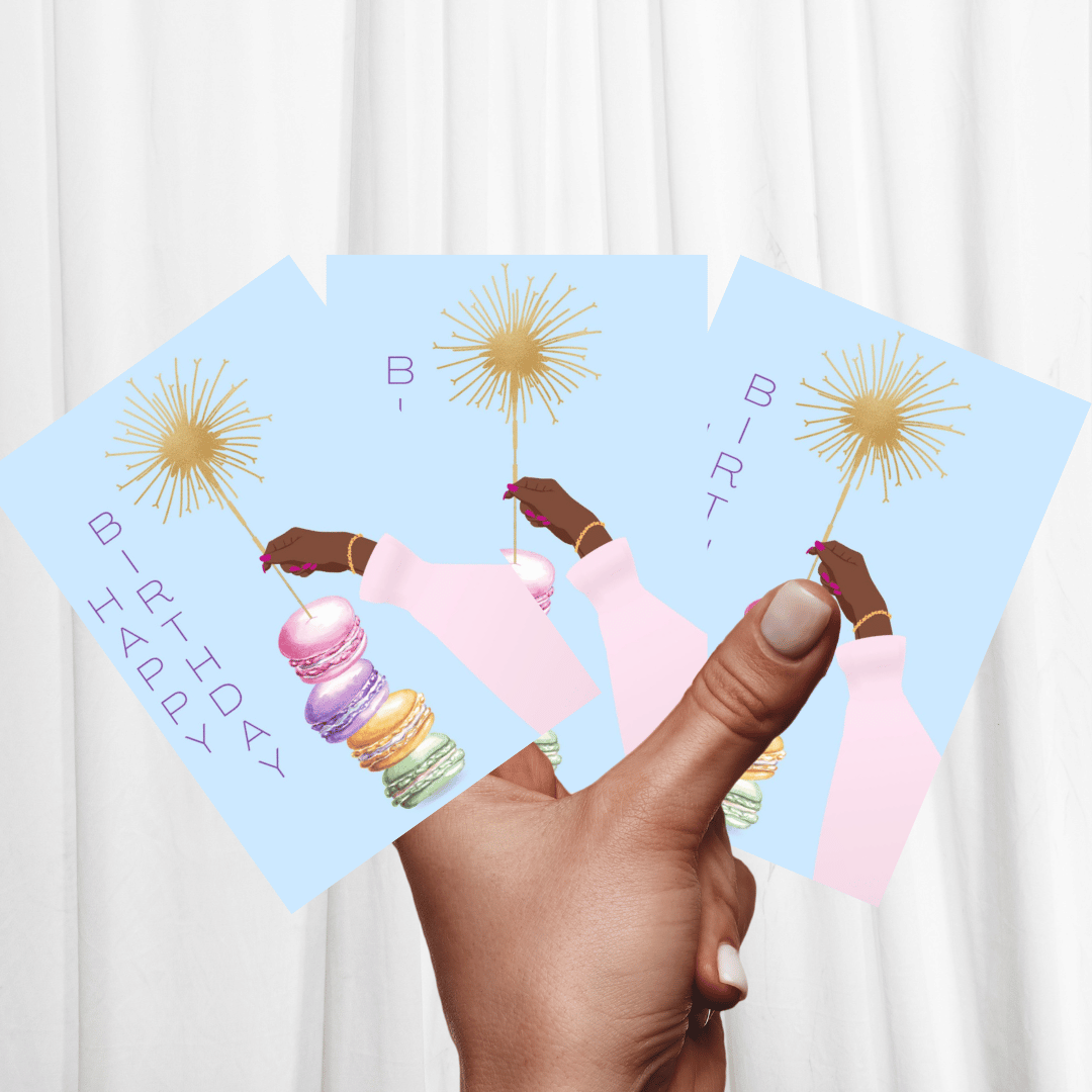 CheerNotes Greeting Cards & Stationery – wholesale Birthday card – Macaron Birthday Card - Black woman - chic - foodie pun2