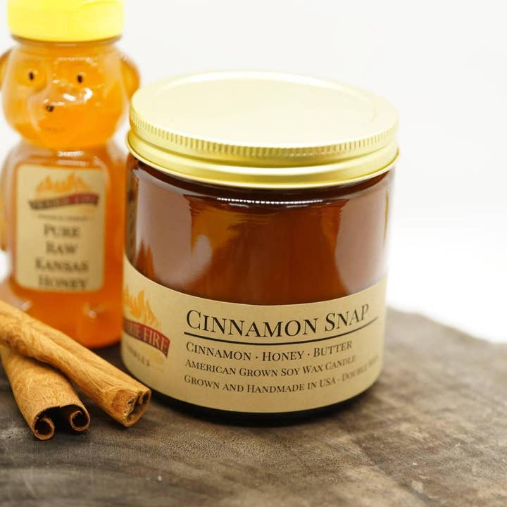 VIAI Beauty - Wholesale Jar/Filled Candle - Cinnamon Snap Soy Wax Candle | 16 oz Double Wick Amber Apothecary Jar1