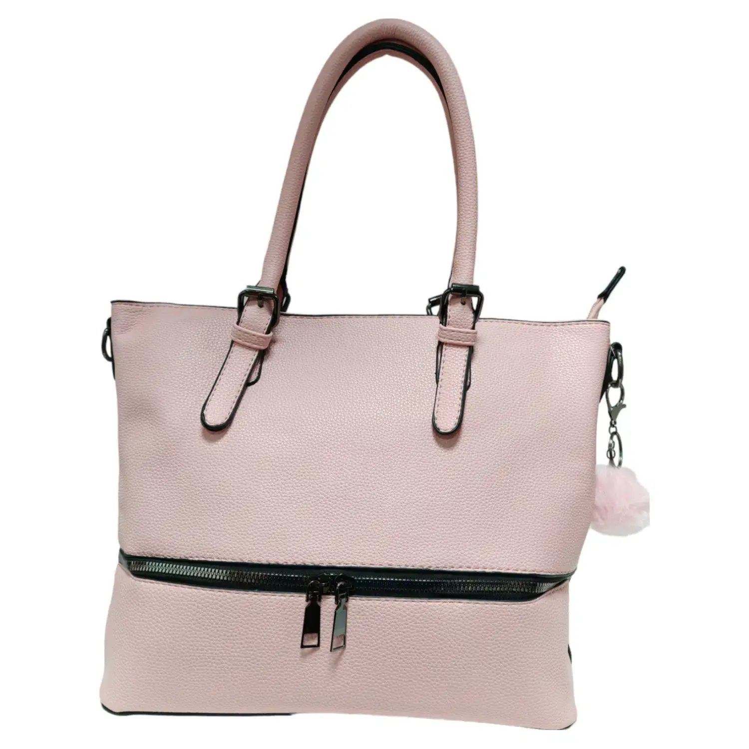 Superbia - Vente Tote bag – femme - Sac fourre-tout A4 en étain de taille moyenne avec pompon 6672-51