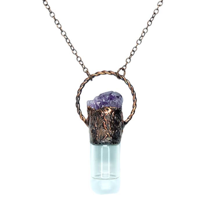 Raw Amethyst Cluster Bottle Pendant for wholesale by The Wacky Wanderers