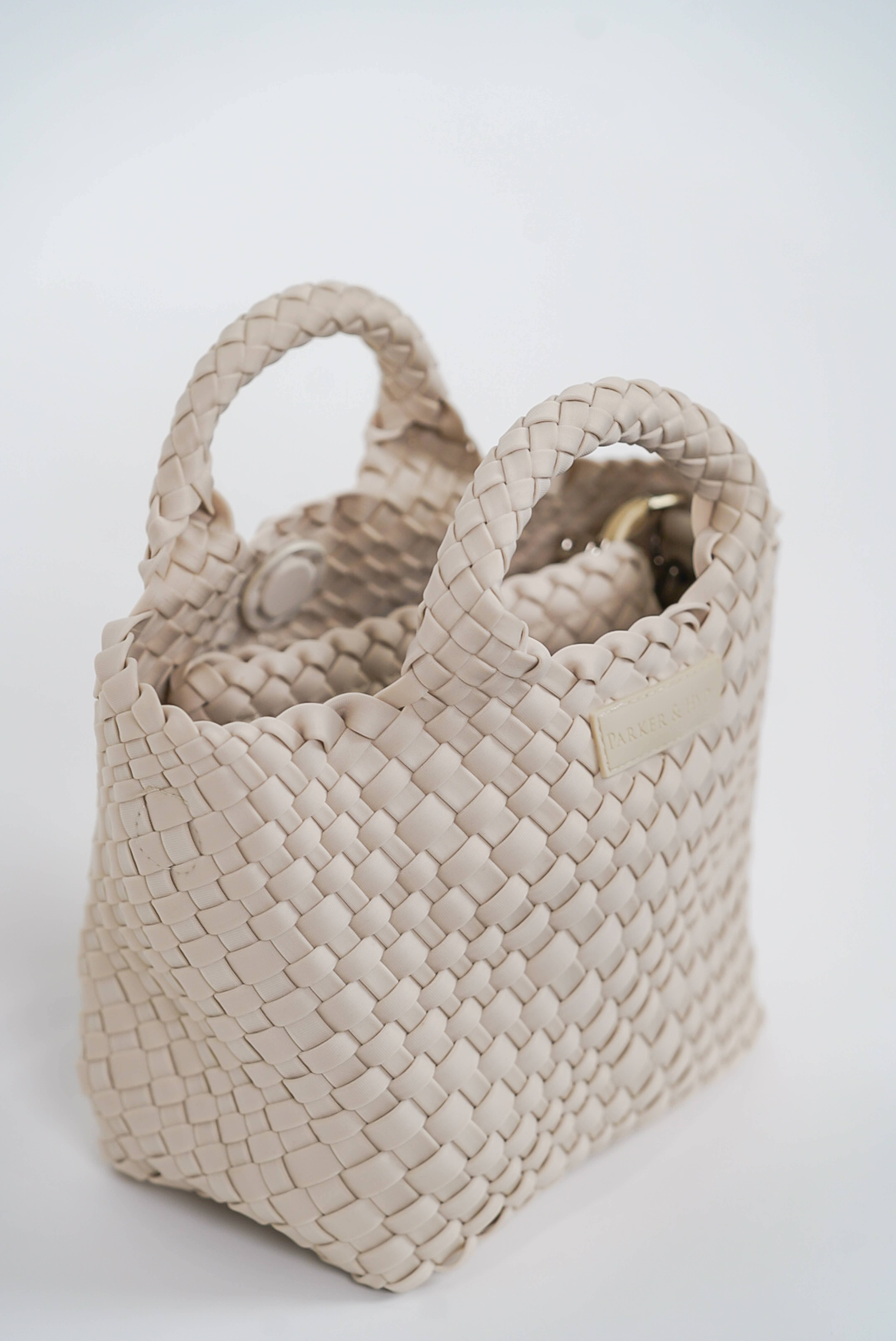 Parker & Hyde - Wholesale Tote Bag - Women's - Mini Woven Tote - Bone3