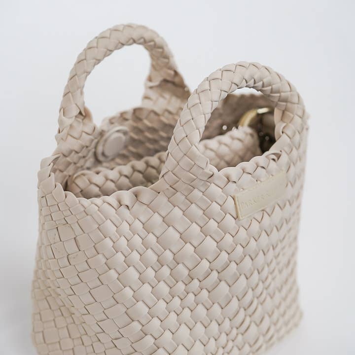 Parker & Hyde - Wholesale Tote Bag - Women's - Mini Woven Tote - Bone3