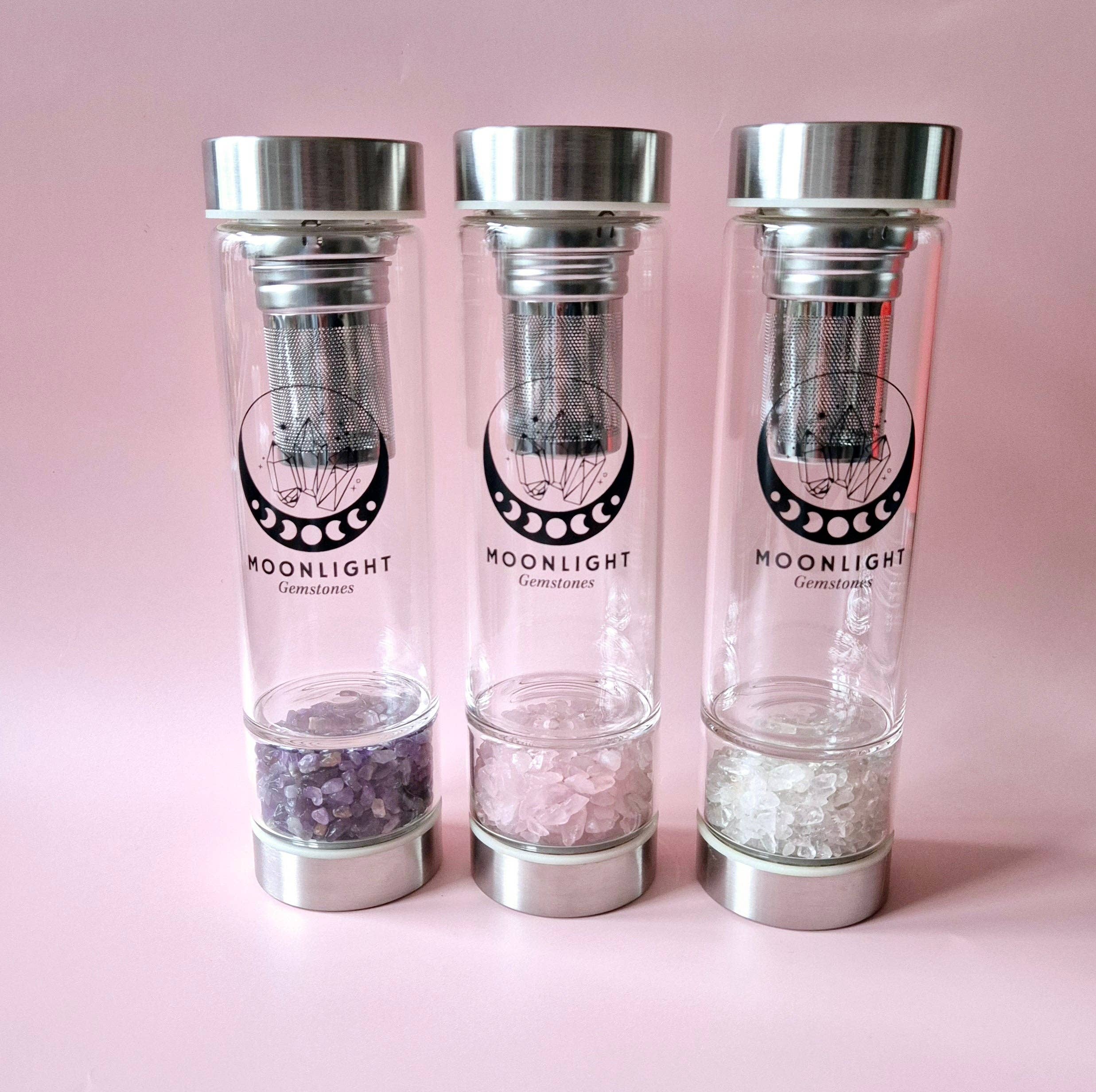 Moonlight Gemstones - Wholesale Water Bottle - Glass Drinking Bottle With Gemstone Filter Water Bottle Rock Crystal – 400 ml5