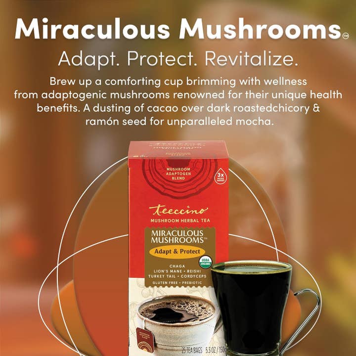 Teeccino – wholesale Health/detox tea – Organic Caffeine Free Miraculous Mushrooms Tea 25ct3