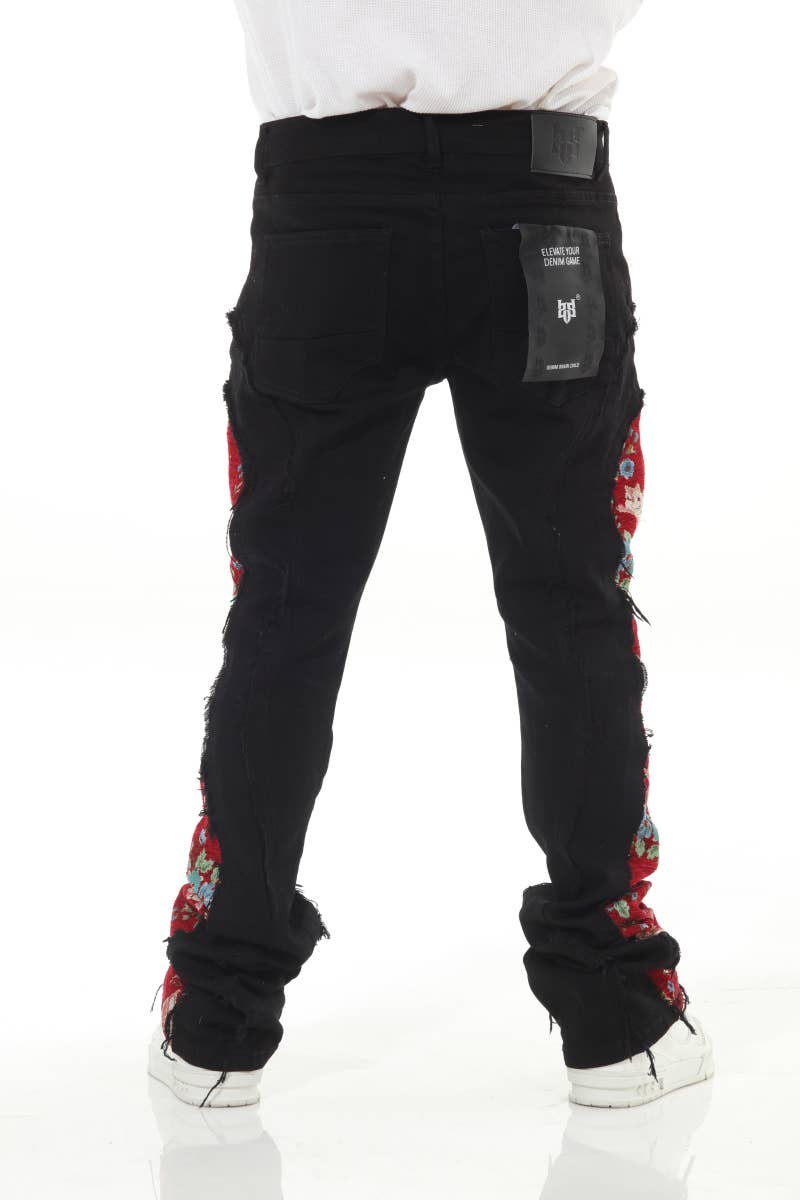 Stylo - Wholesale Jeans - Men's - Blk/Red Denim Tapestry Stack6