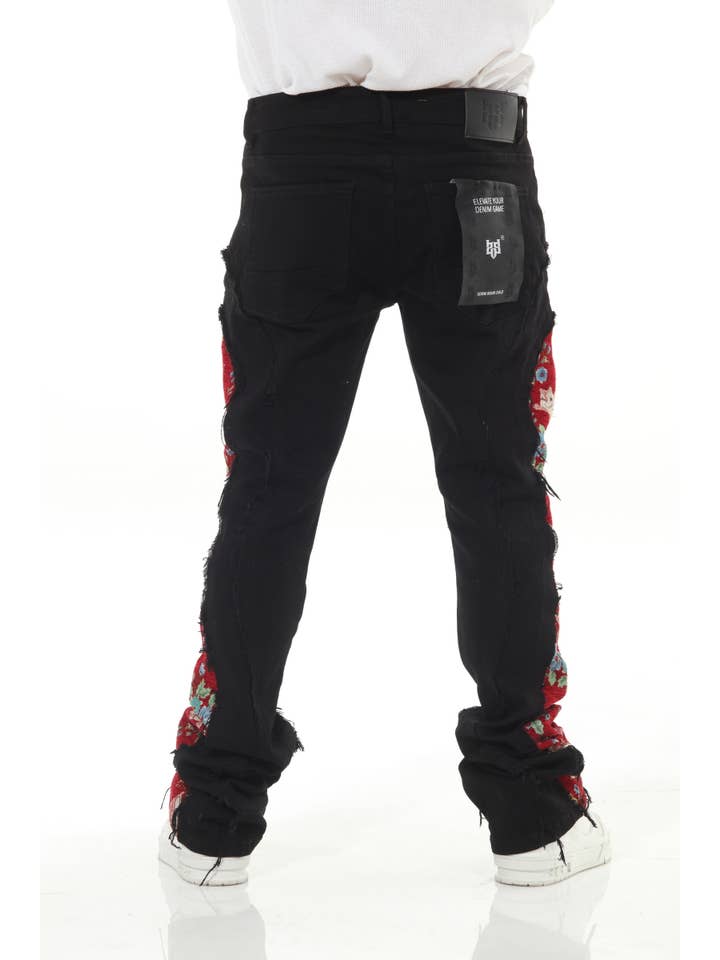 Stylo - Wholesale Jeans - Men's - Blk/Red Denim Tapestry Stack6