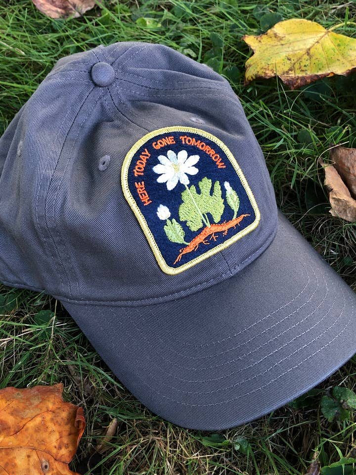 Chapeau à motif de plantes indigènes en coton biologique Bloodroot pour la vente par Solstice Handmade