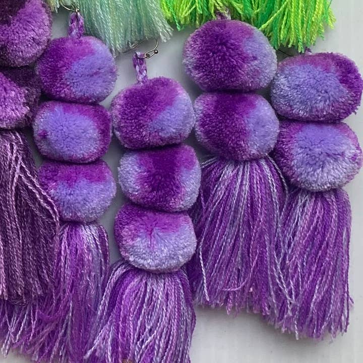 SWIETstuff - Wholesale Tassel Earrings - Tie-Dye Pompom Earrings1