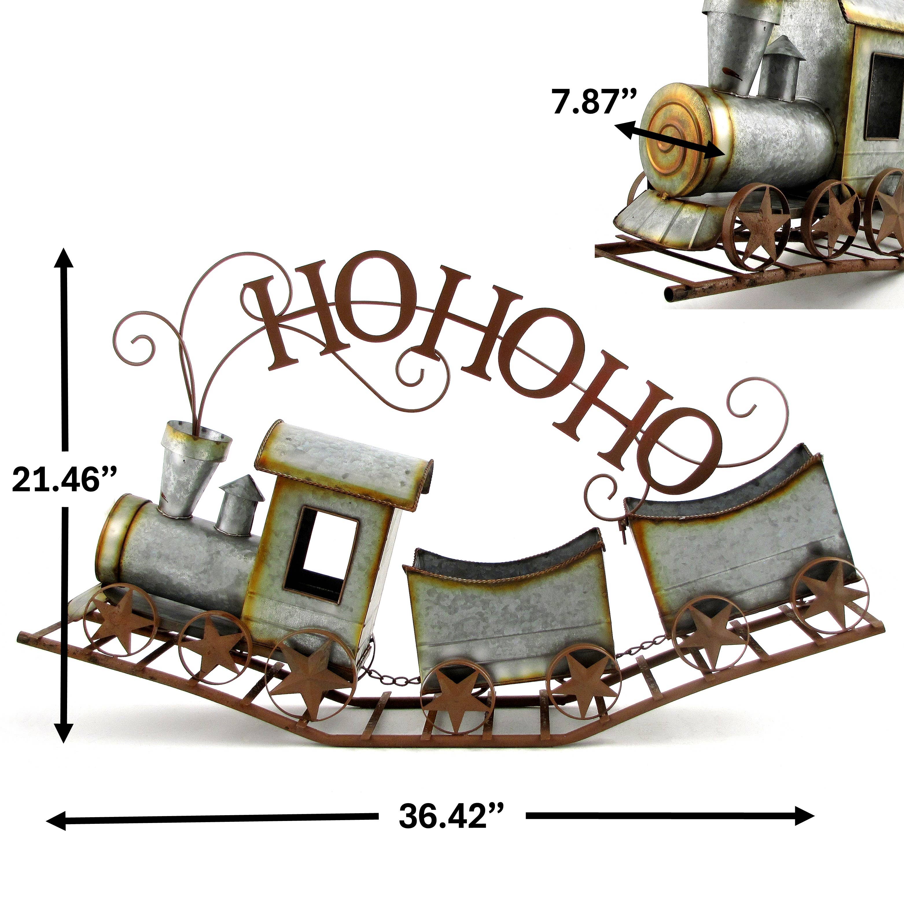 Zaer Ltd. International - Wholesale Christmas Decoration - 36" Long Galvanized Christmas Train "HO HO HO"4