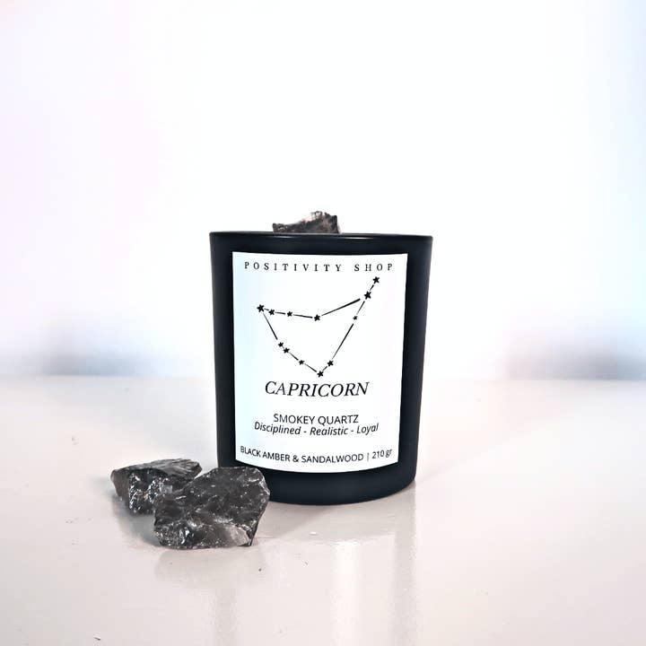 Capricorn Soy Wax Constellation Candle | Smoky Quartz for wholesale by Positivity Shop