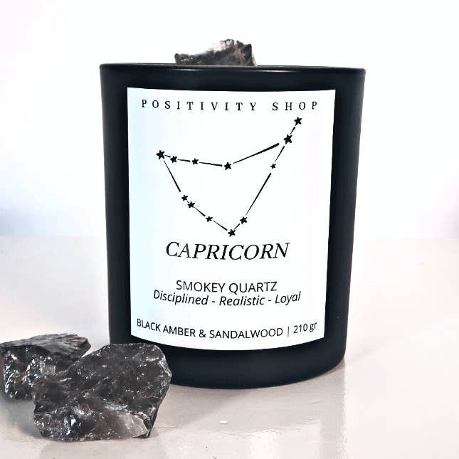 Stjärntecknet Stenbocken Doftljus i Sojavax med Rökkvarts för wholesale av Positivity Shop