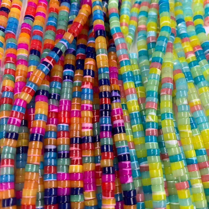 The Bead Bazaar - Wholesale Beads - Colorful Disc Rondelle Beads, 4mm Candy Shell Pearl Accent Beads, Bright Rondelle, Bulk Pastel Beads For Jewelry Making, Pony Beads, Spacer Beads6