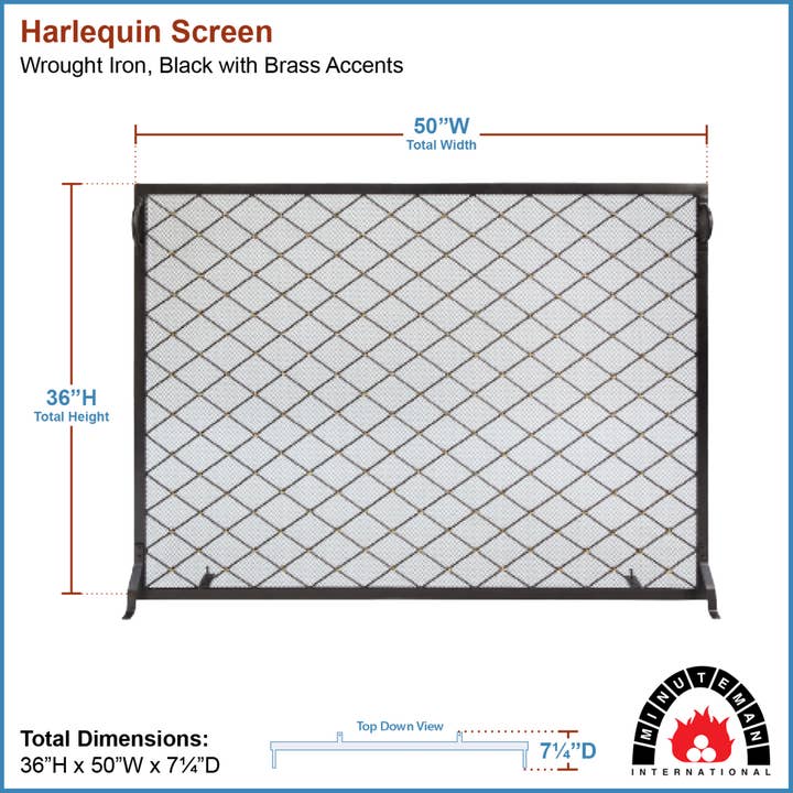 ACHLA Designs - Wholesale Fireplace screen - 50 x 36-in. Harlequin Flat Fireplace Screen1