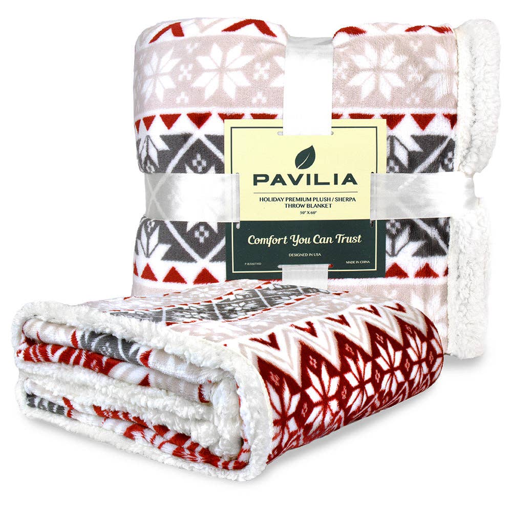 Pavilia - Vente Plaids - Plaid sherpa de Noël réversible31